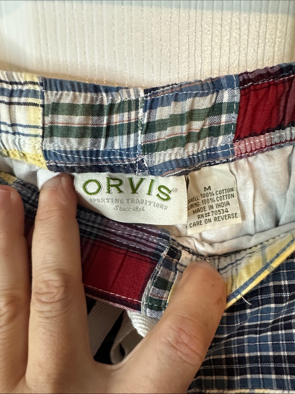 Orvis Madras Multicolor Plaid Patchwork 100% cotton pants - Picture 3 of 4